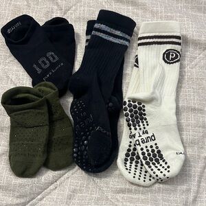 Pure Barre Athletic Sock Trio - Black, Green, White